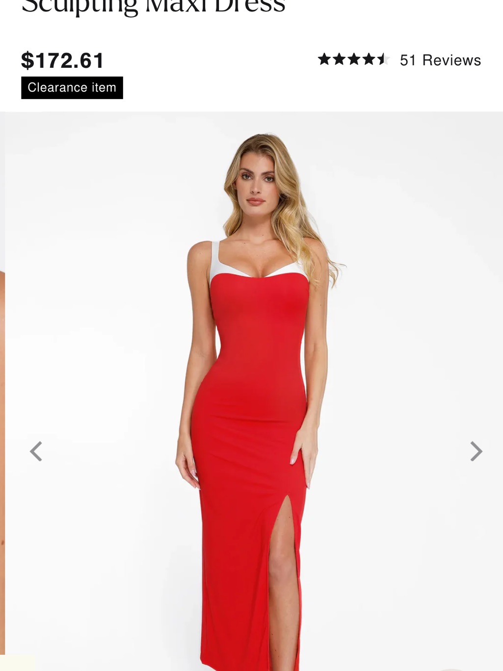 Red Maxi Sculpting Dress With White Contrast Trim